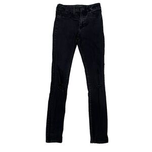 Hollister Black High Rise Distressed Skinny Crop Jeans Size 23 Women’s
